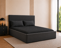 Cosy Oxford Velvet Bed Frame | No Storage | Minimalist Headboard | Double & King | Black, Beige, Grey